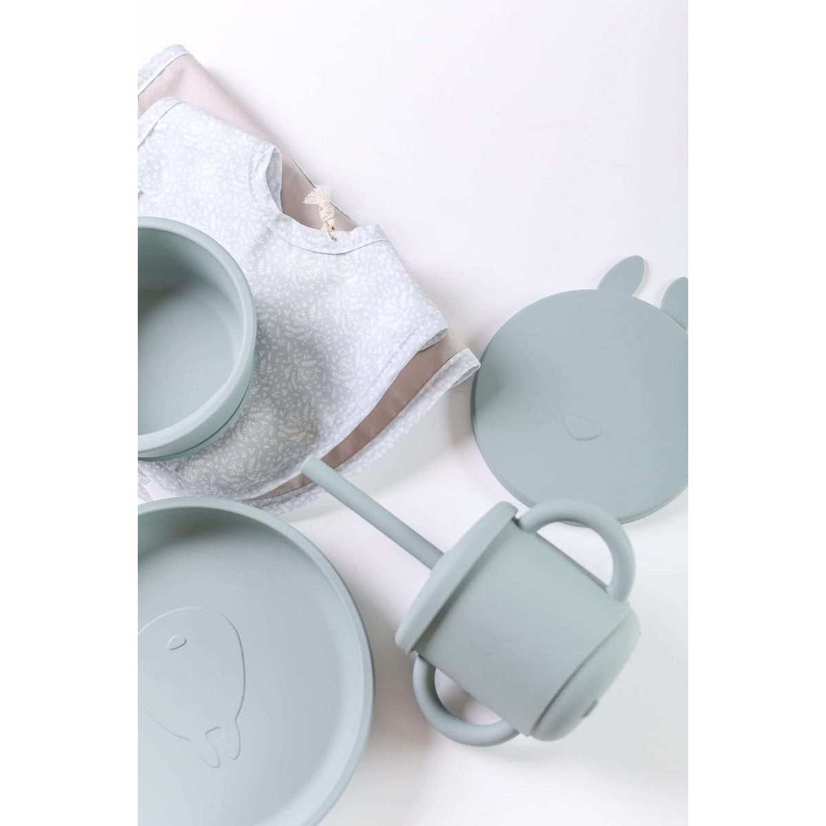 Conjunto Prato Silicone Com Ventosa Verde