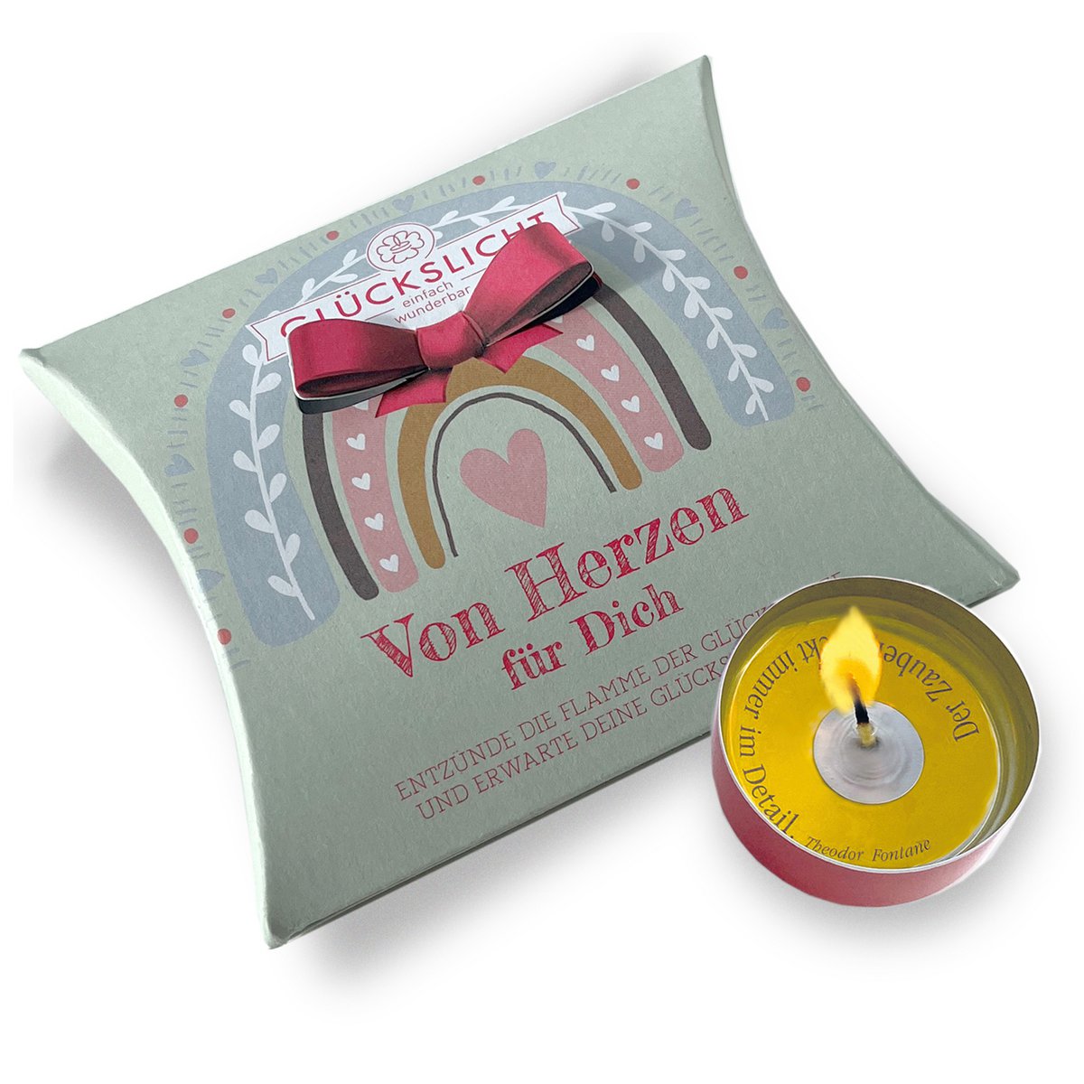 Luz de la suerte / En una caja de regalo con un lazo recortado 🎀 / Cálidamente / Desde el fondo de mi corazón para ti / VE 15