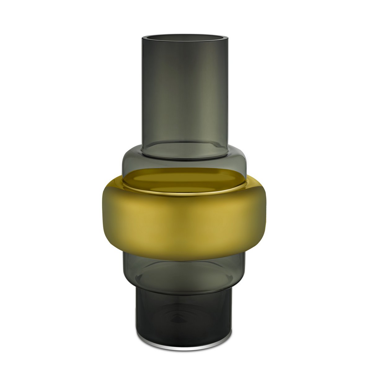 Vidrio de estilo retro de lujo, gris + jarrón de oro de 24k XXL, TYLER 46GO, vidrio de 9 mm de espesor
