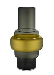 Vidrio de estilo retro de lujo, gris + jarrón de oro de 24k XXL, TYLER 46GO, vidrio de 9 mm de espesor