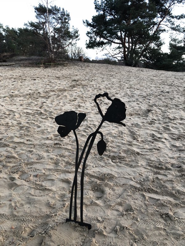 Valmue med blomsterknop | corten stål