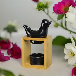 Brûle Parfum Série Naturea – Birdy Noir – Diffusion Huiles Essentielles, Cires Parfumées – Bougeoir Aromathérapie – Idée Décoration