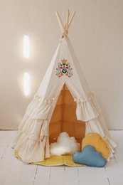 Tipi-Zelt „Folk“ mit Rüschen und Stickerei
