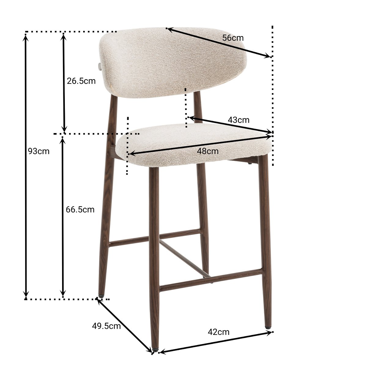 Bar chair Celia Taupe Walnut Santi