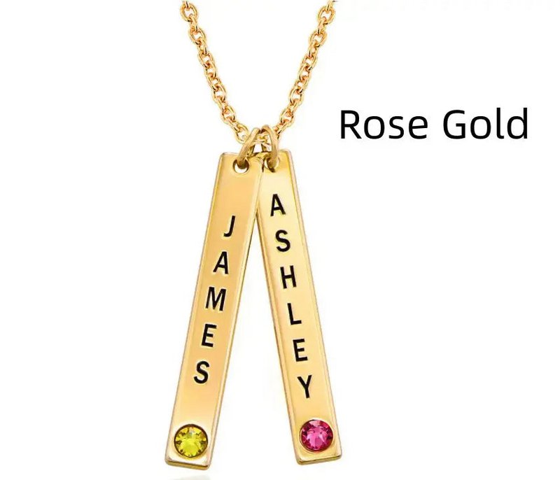 Personalisierte vertikale Halskette, Muttertagsgeschenk