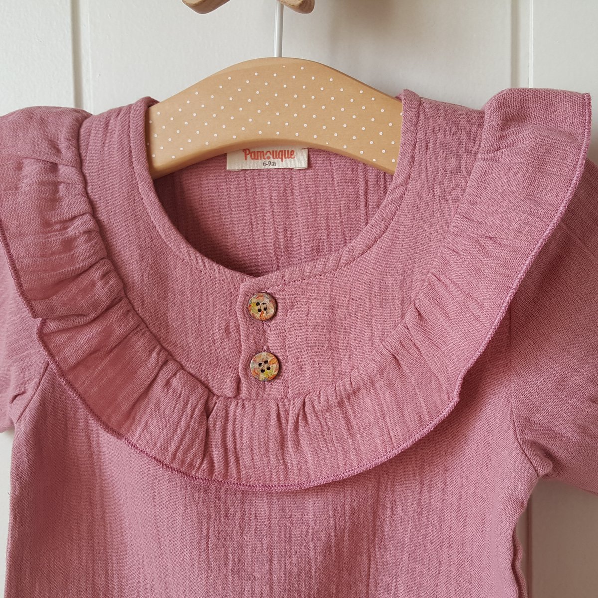 Camiseta bebé niña rosa oscuro / 100% Algodón orgánico doble gasa