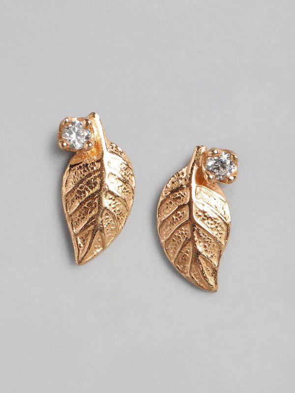 Øreringe | CZ Leaf Petite Sterling Sølv 18kt | Guld