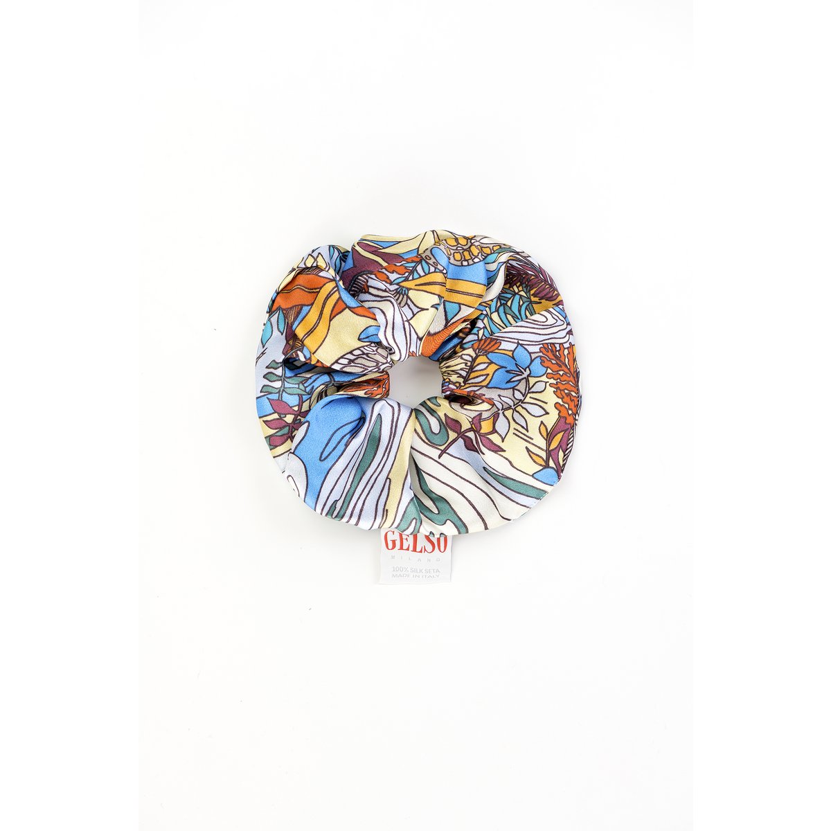 Scrunchies in seta con stampa "Jungle".