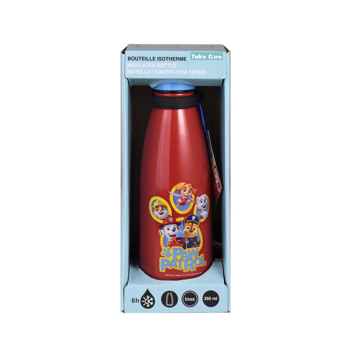 😍La Paw Patrol, Dubbelwandige geïsoleerde fles, Karabijnhaak, 350 ml, TAKE CARE