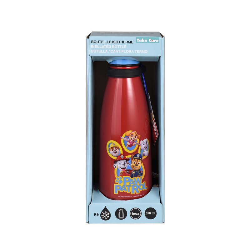 😍La Paw Patrol, Double-walled insulated bottle, Carabiner, 350 ml, TAKE CARE