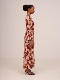 Red Jester Midi-kjole med blomstertryk