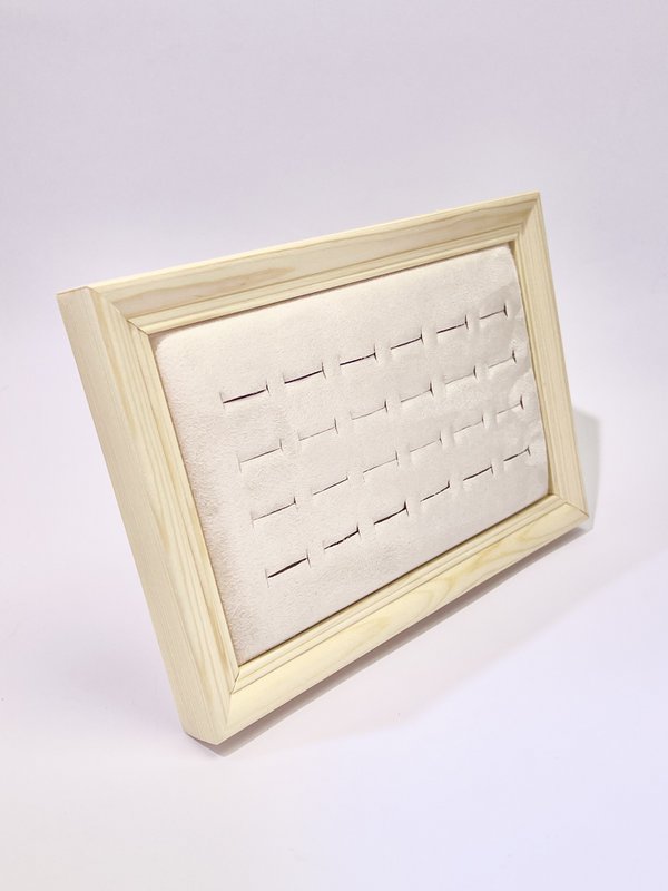 Natuurlijk houten display 24 ringen met vouwbare achterste ondersteuning