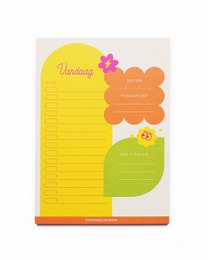 A5 'Plan your day' Notepad with 50 sheets, featuring a colorful floral design and lined pages for daily planning and note-taking.