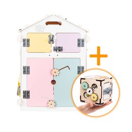Set - BusyBoard little house white/pastel and creative cube