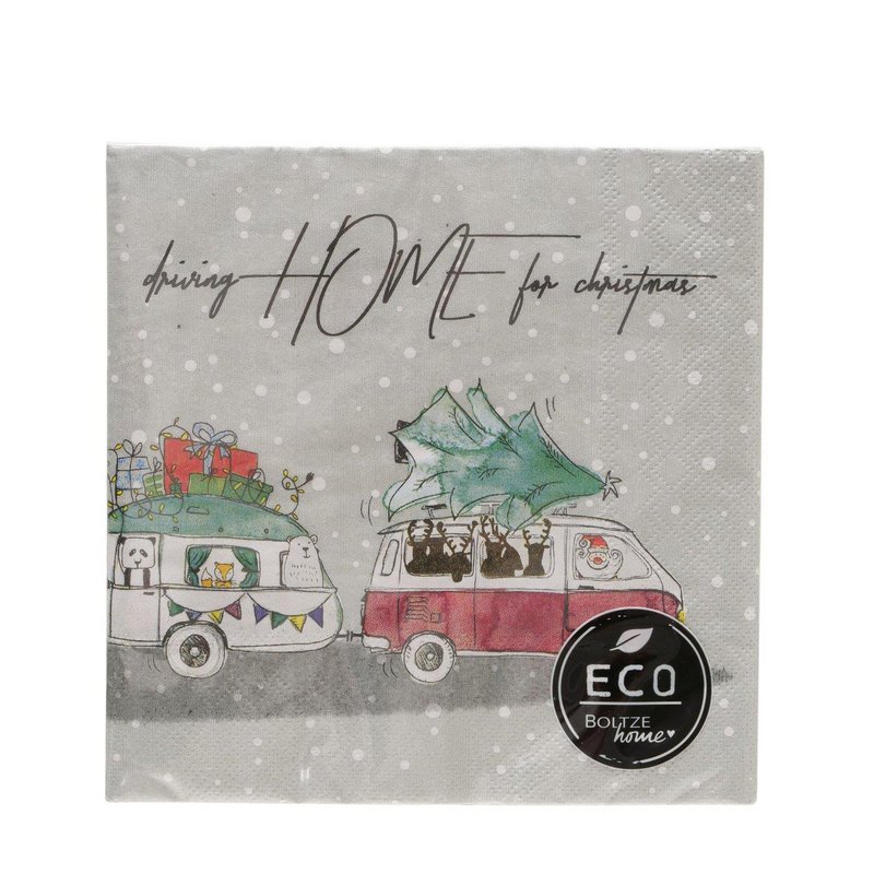 Boltze Home Napkins Christmas Camper 33cm