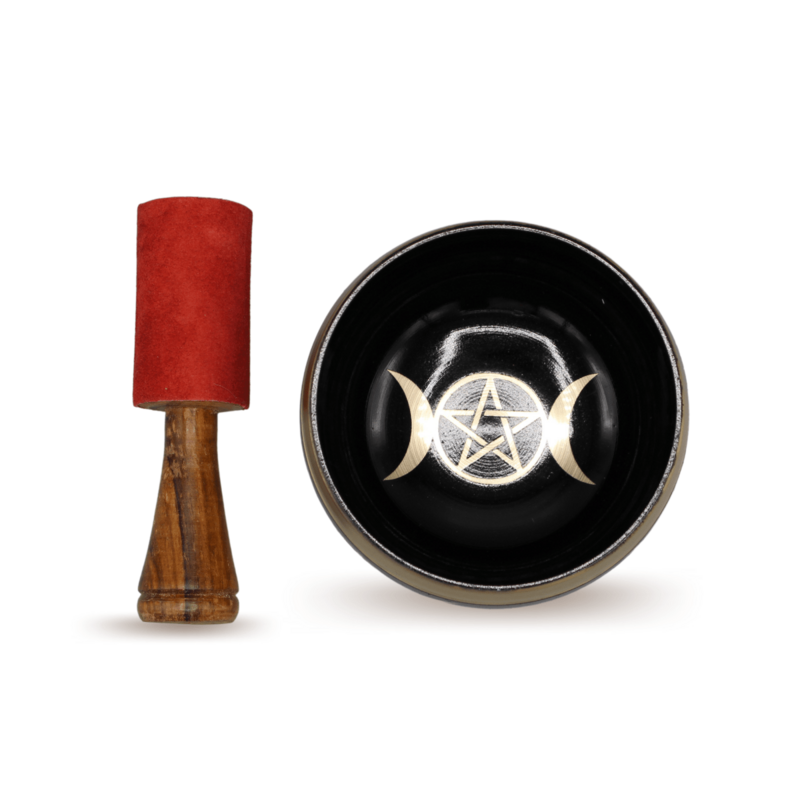 Ciotola tibetana nera tripla luna 9 cm set da 4