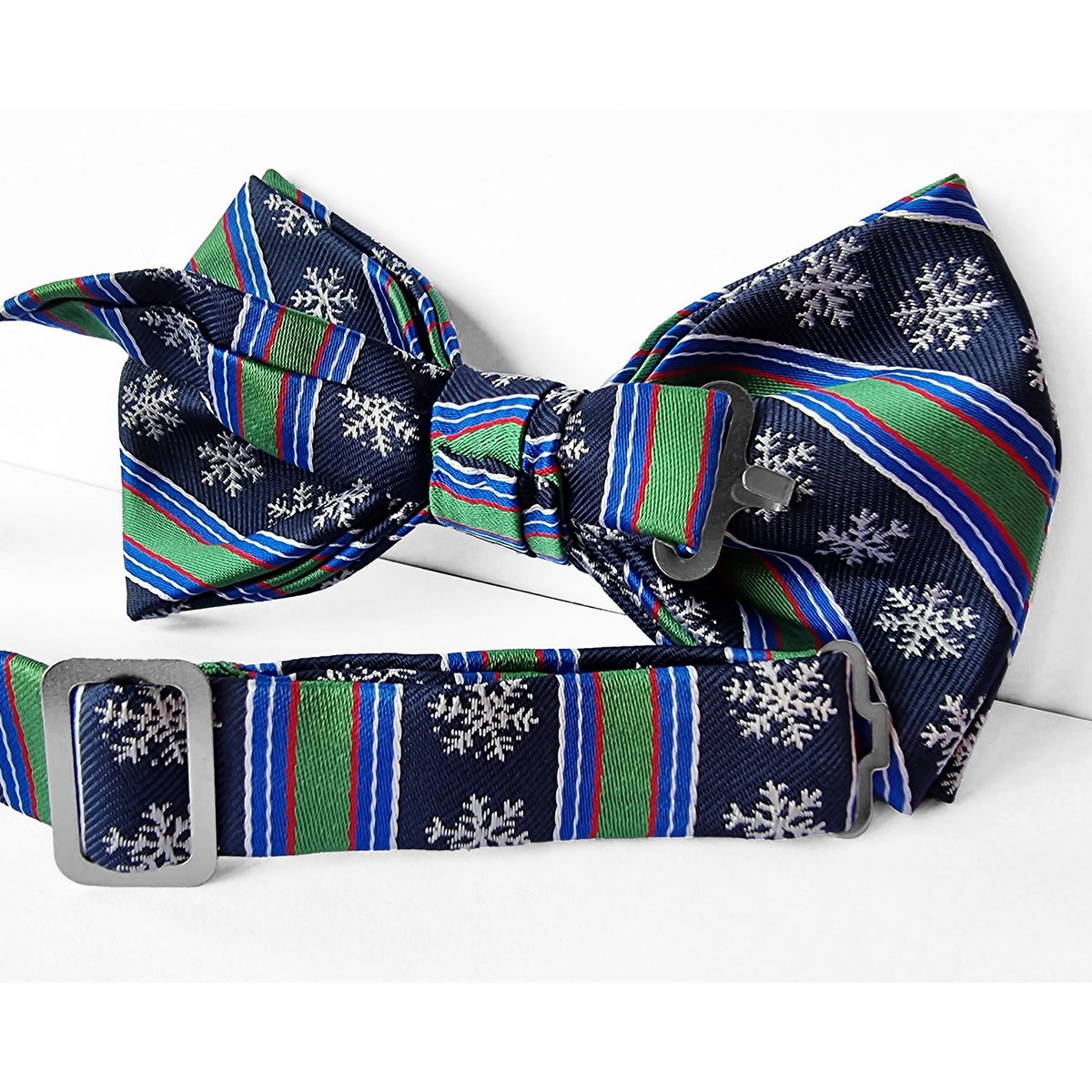 Bowtie - Blue with stripes and snowflakes