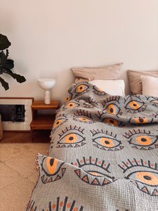 Muslin blanket - Vision - coral blue - 2.20 x 2.50 m