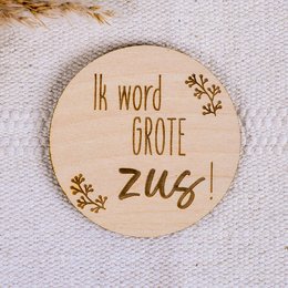 Plaque en bois avec texte - Je vais être grande soeur