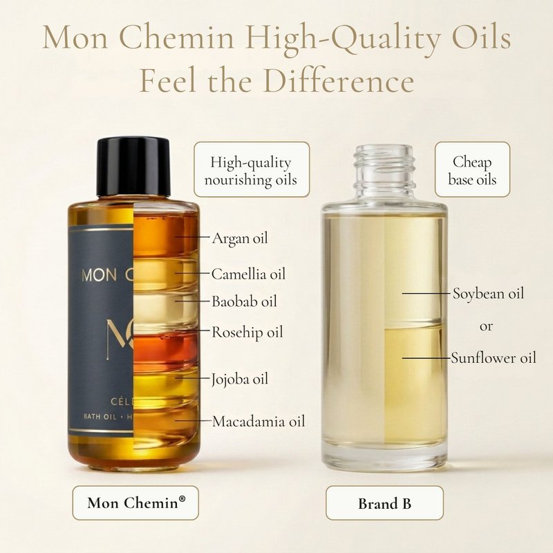 Mon Chemin® Luxury Bath Oil | Avola | Almond & Vanilla | Argan, Camellia & Baobab