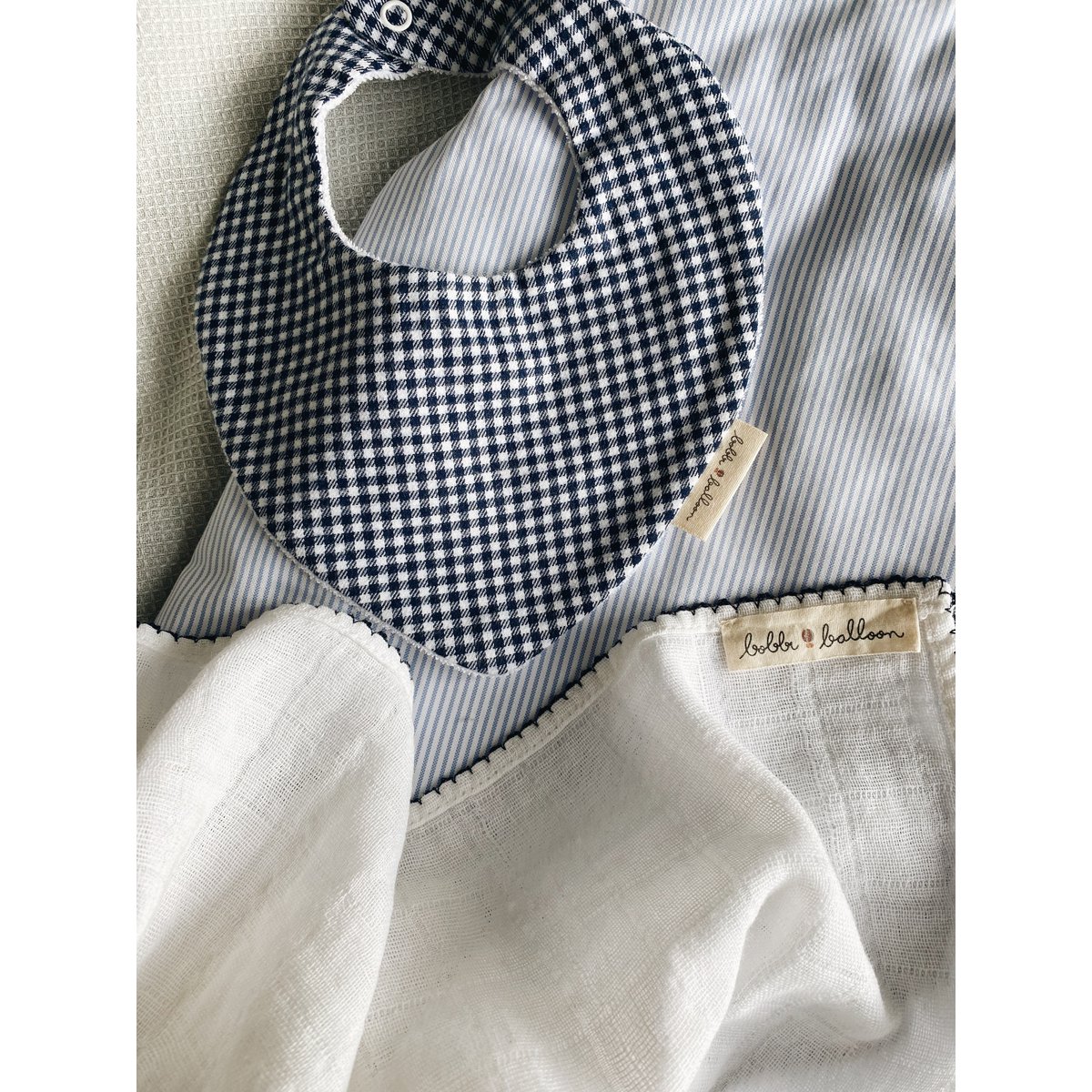 Muslin with crochet piping - Navy Blue Piping