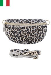 Torebka na ramię ze skóry zamszowej w panterkę. Rozmiar S IT2313-LEOPARD