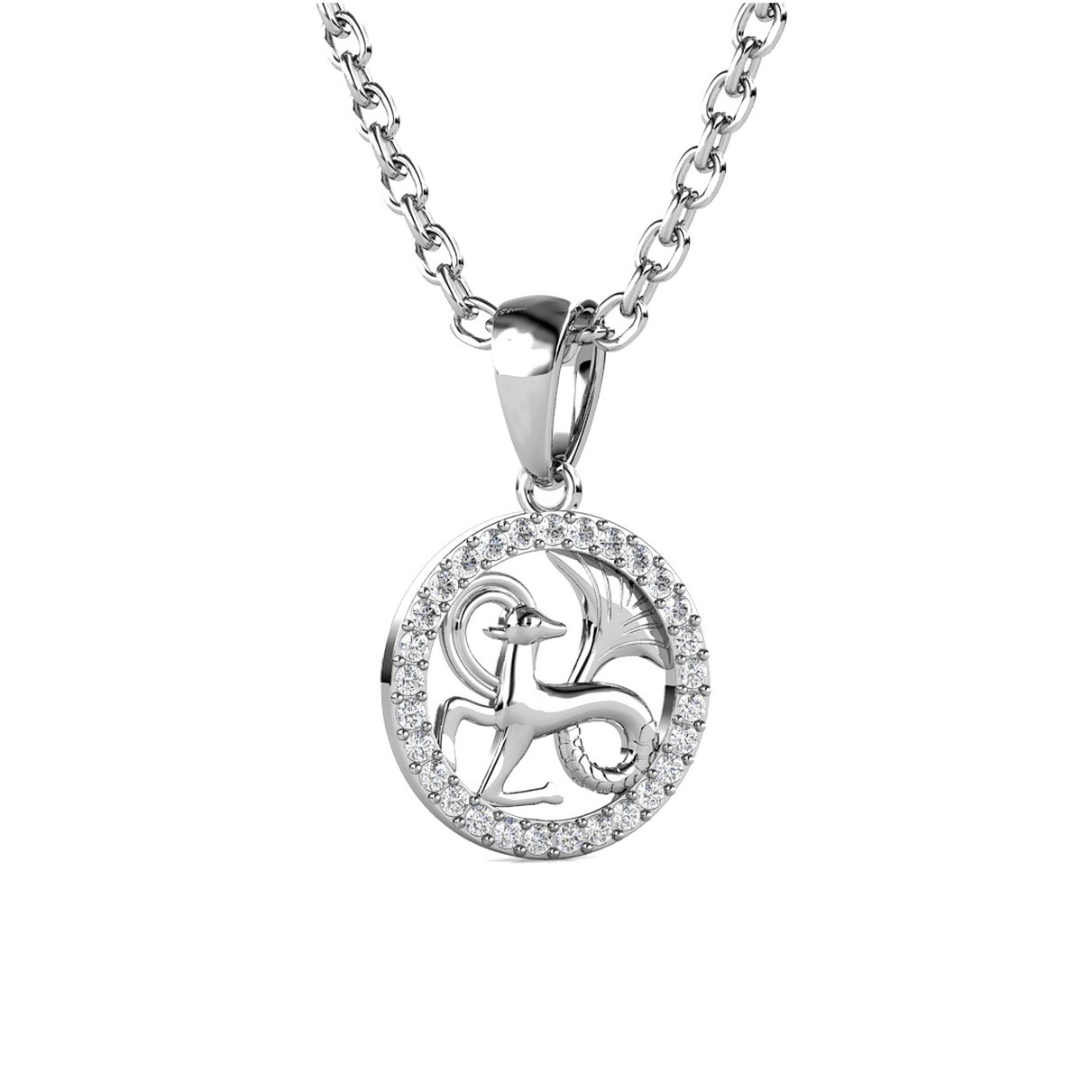 Pendentifs Zodiaque Capricorne - Argenté et Cristal