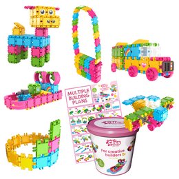Clics building blocks - DURABLE TOYS made of RECYCLED PLASTIC (Made in Belgium) - Glitter building set 8 in 1

This product is a set of colorful, glittery building blocks made from recycled plastic. The set includes 8-in-1 construction toys that can be used to build various shapes and structures. The blocks are durable and suitable for children's play.