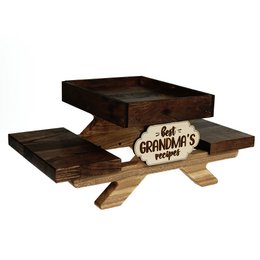 Funny Squirrel and Chipmunk Feeder For Outside, Picnic Table Feeder for Squirrels, Tray for Fruit and Nuts, Wildlife animal wooden bench