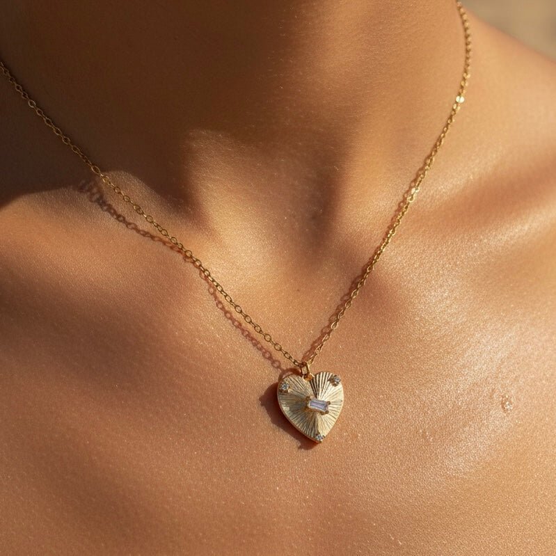 CUORE LUMIÈRE - Collana Cuore Oro con zirconi