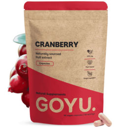  Cranberry extract capsules, 400 mg, 60 capsules. Dietary supplement made from high-quality cranberry extract using a gentle extraction process.