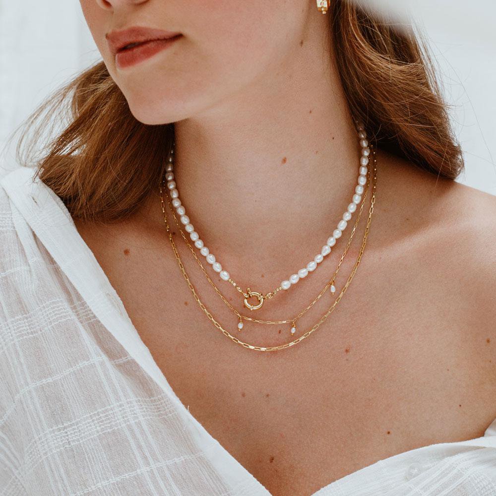 Halskette Grobstrick Basic Blockkette Gold