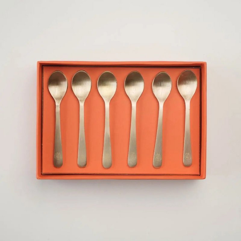 Esslöffel | Handgefertigtes Teebesteck aus reinem Messing | 6er-Set