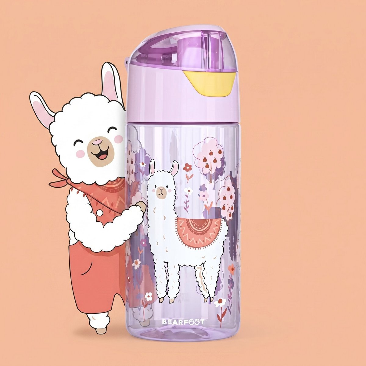 Children's water bottle, lightweight water bottle - llama