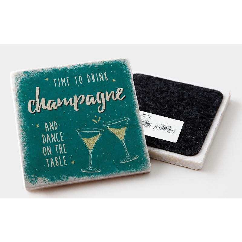 Posavasos de mármol "hora de beber champán..."