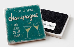 Marmeren onderzetter "tijd om champagne te drinken ..."