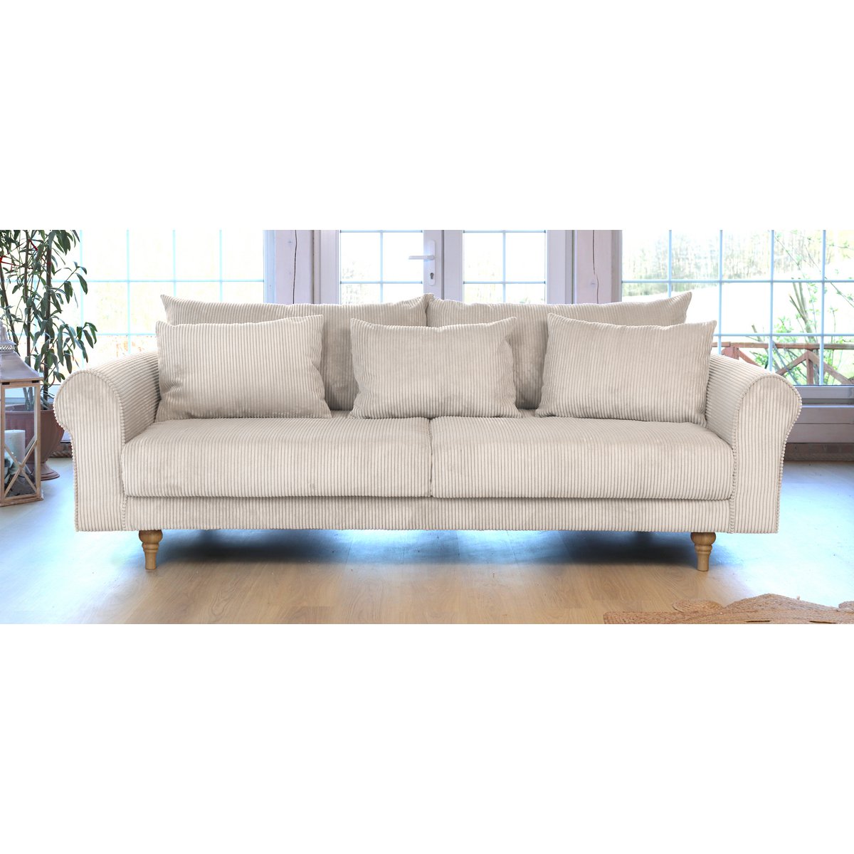 ASTRID 4-seater sofa/sofa bed Corduroy Cream removable & washable covers