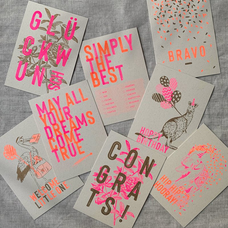 Briefkaart / typfout / gefeliciteerd! / Eco-papier