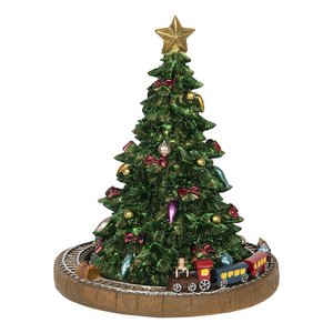 Muziekdoos Kerstboom Ø 15x18 cm Groen Kunststof Kerstdecoratie Beeld