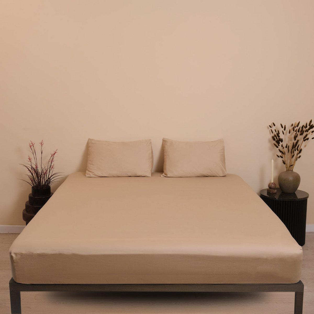 Drap-housse - Satin de coton 400 fils au pouce - Beige S'il vous plaît !