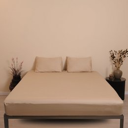 Drap-housse - Satin de coton 400 fils au pouce - Beige S'il vous plaît !