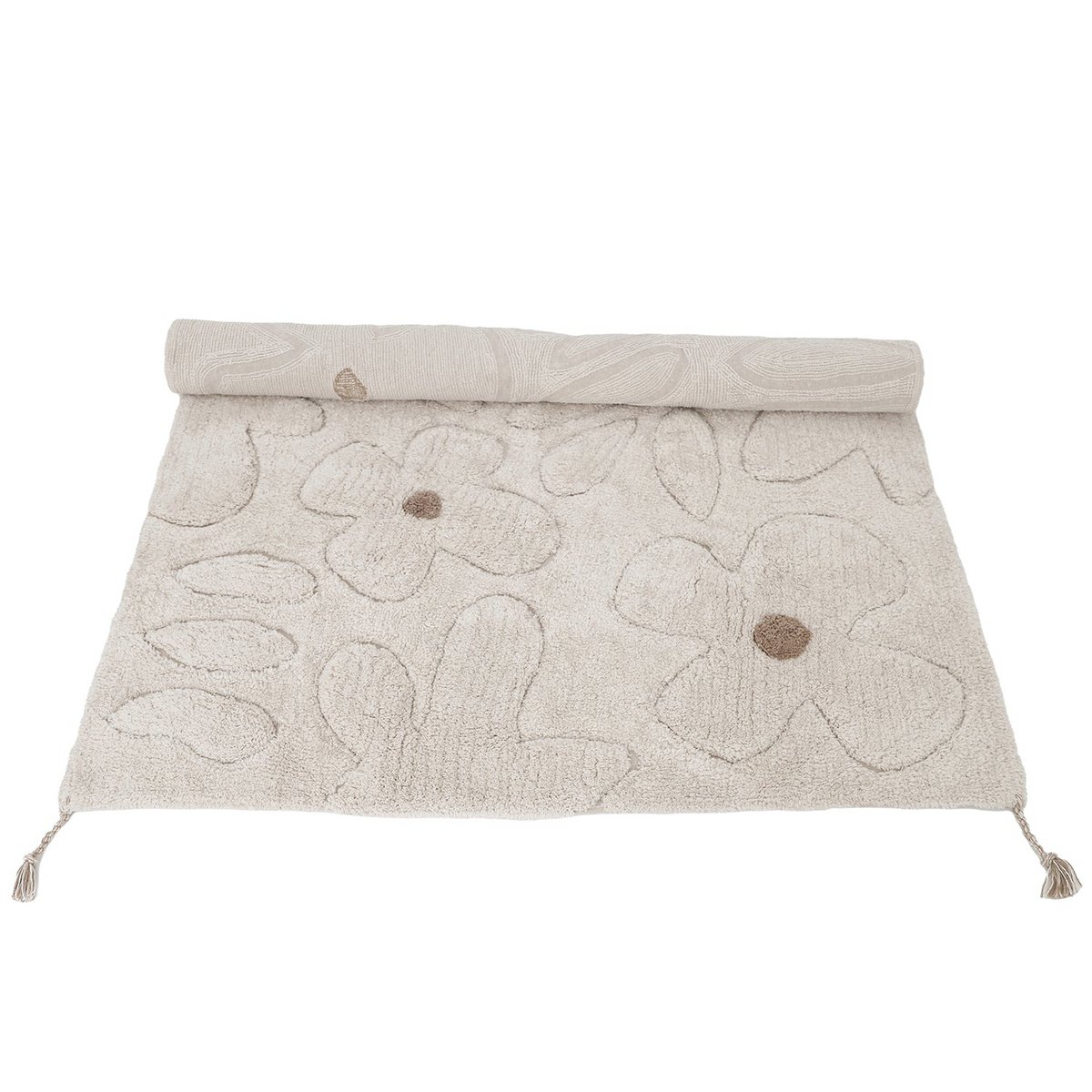 Waschbarer Kinderzimmerteppich aus Baumwolle mit Blumenmuster GENTLE FLORA