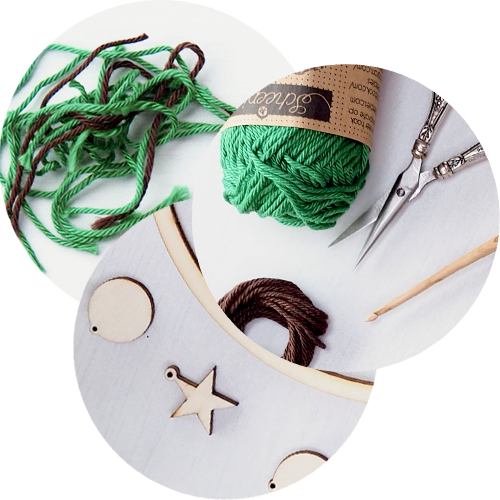Christmas holiday creative tip! - DIY Christmas bauble crochet kit with wooden rings