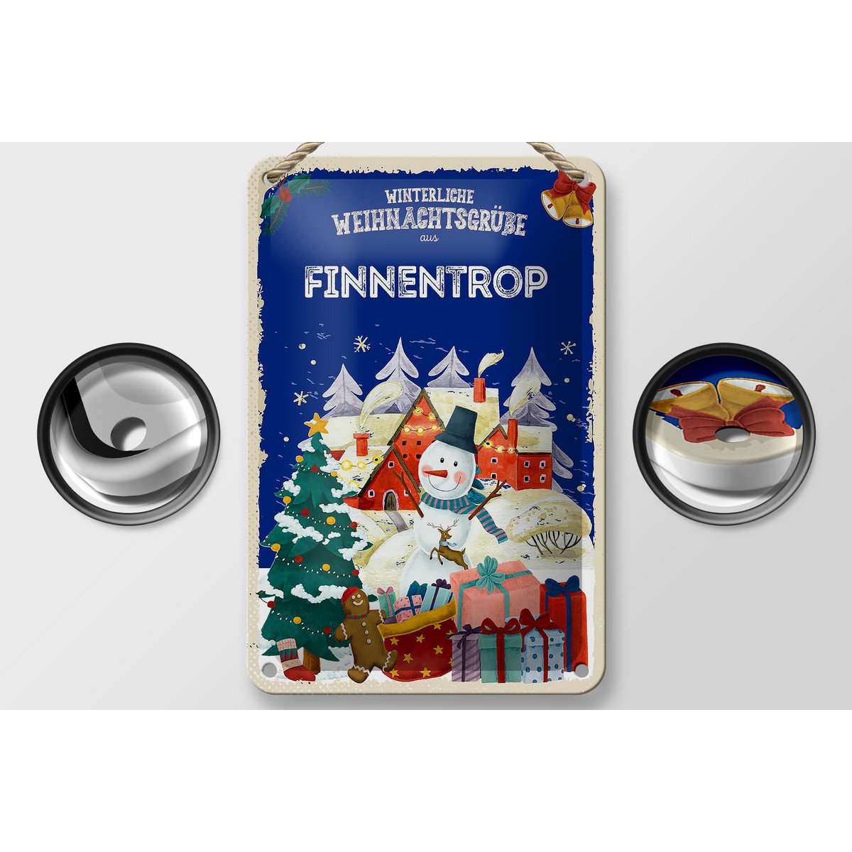 Targa in metallo auguri di Natale Decorazione regalo FINNENTROP 12x18 cm
