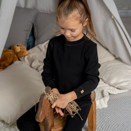 Ensemble manches longues enfant 250 Merino Black