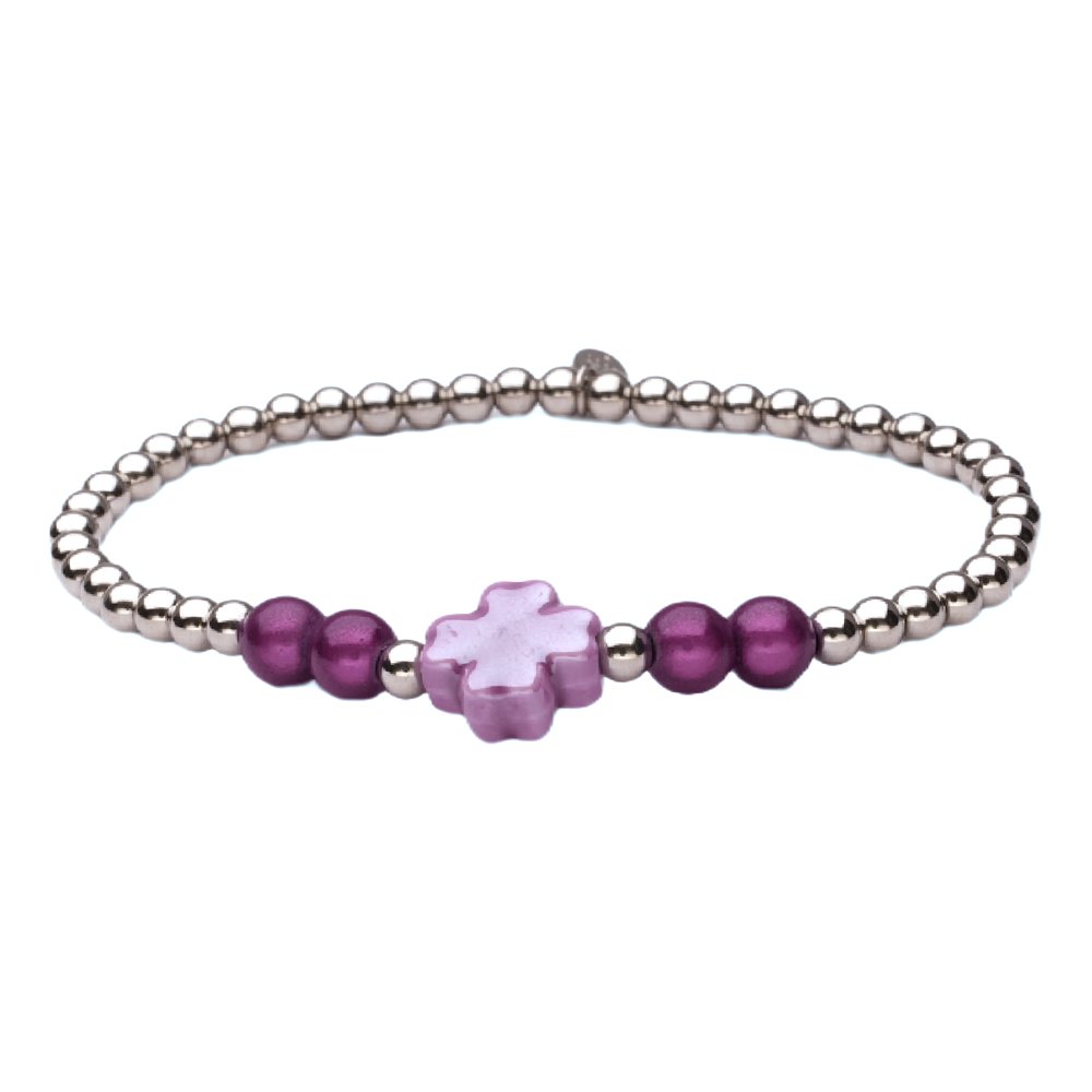 Lizzymae Armband Edelstahl Silberklee Lila