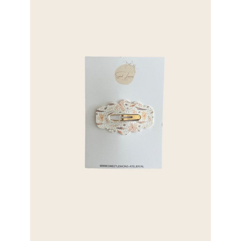 Barrette à Cheveux Bulle - Fleurs Beiges