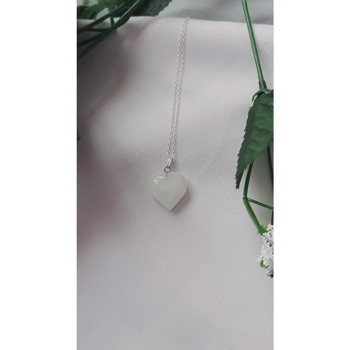 Weißer Quarz Sterling Silber Halskette, Herz Anhänger Halskette, Sterling Silber Halskette | von nlanlaVictory