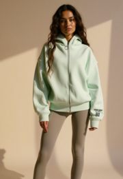 Hoodie mit Reißverschluss "GGBH" - Beige