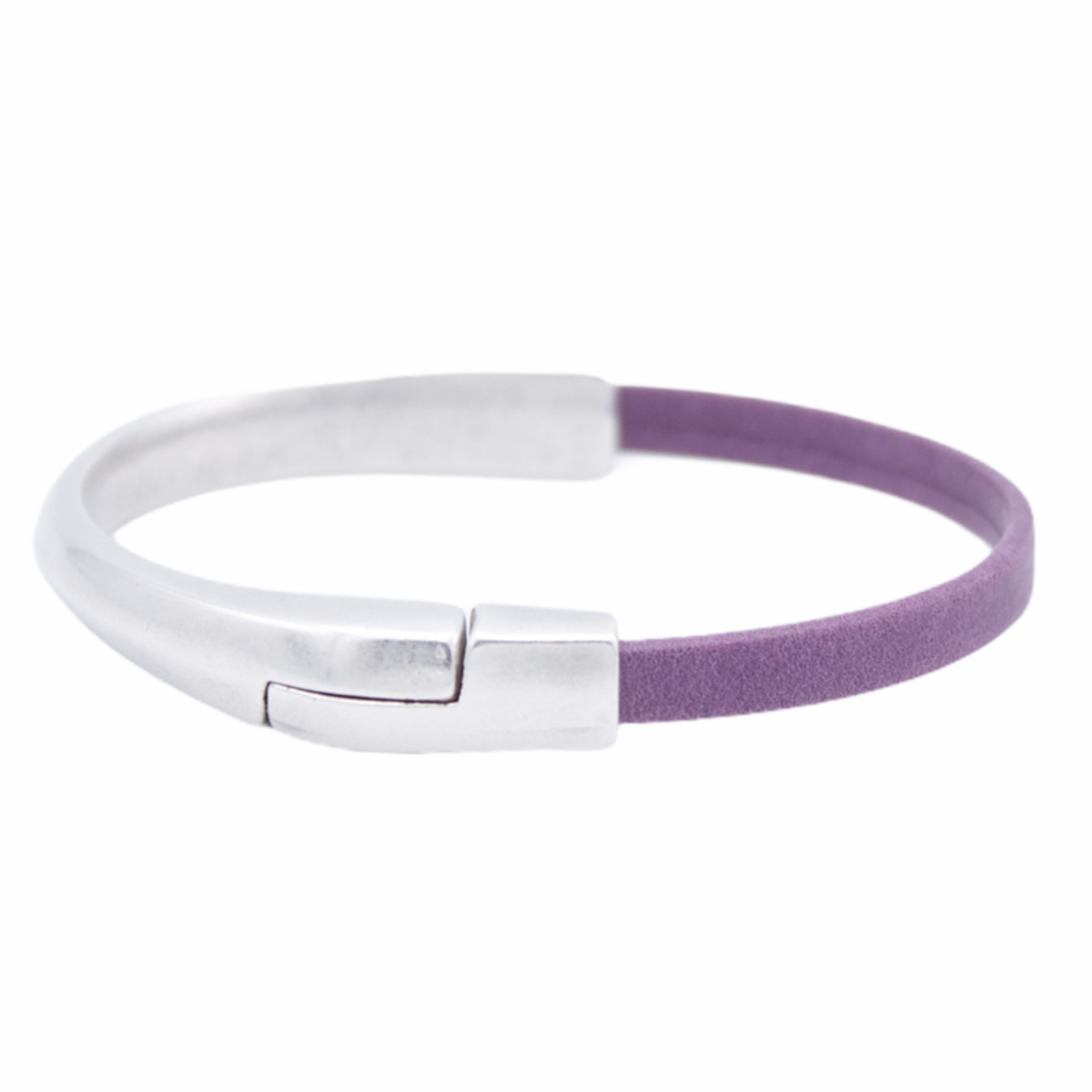 AMACAYACÚ (zilver) leren armband met magnetische sluiting